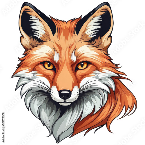mascot head of fox illustration with transparent background photo