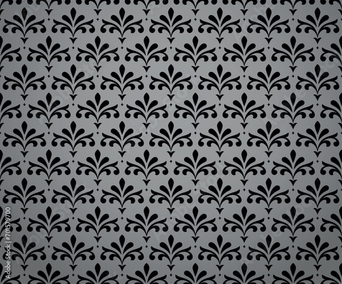 Flower geometric pattern. Seamless vector background. Gray and black ornament