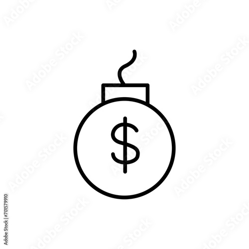 Dollar bomb outline icons, minimalist vector illustration ,simple transparent graphic element .Isolated on white background