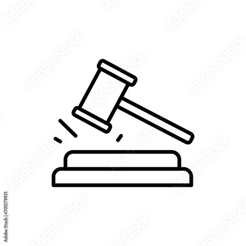 Gavel outline icons, minimalist vector illustration ,simple transparent graphic element .Isolated on white background