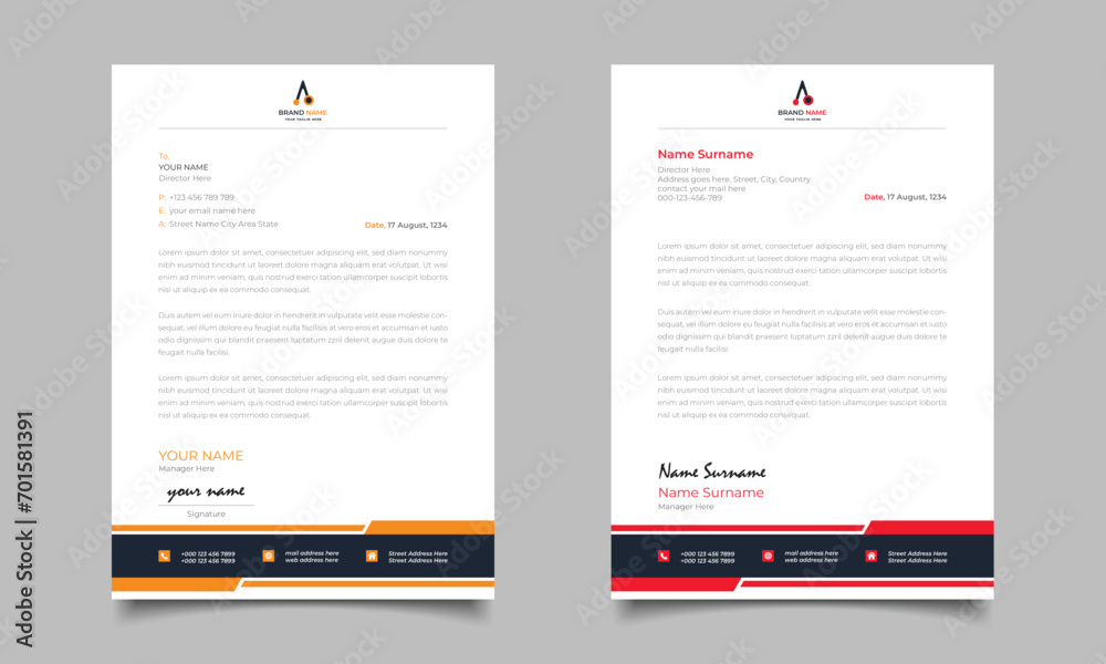 Professional And Modern Letterhead Design Business Letterhead Template Design