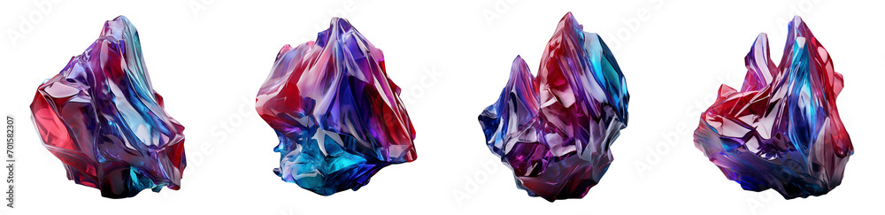 Fototapeta premium Futuristic 3D Iridescent Shape. Holographic Iridescence elements set collection