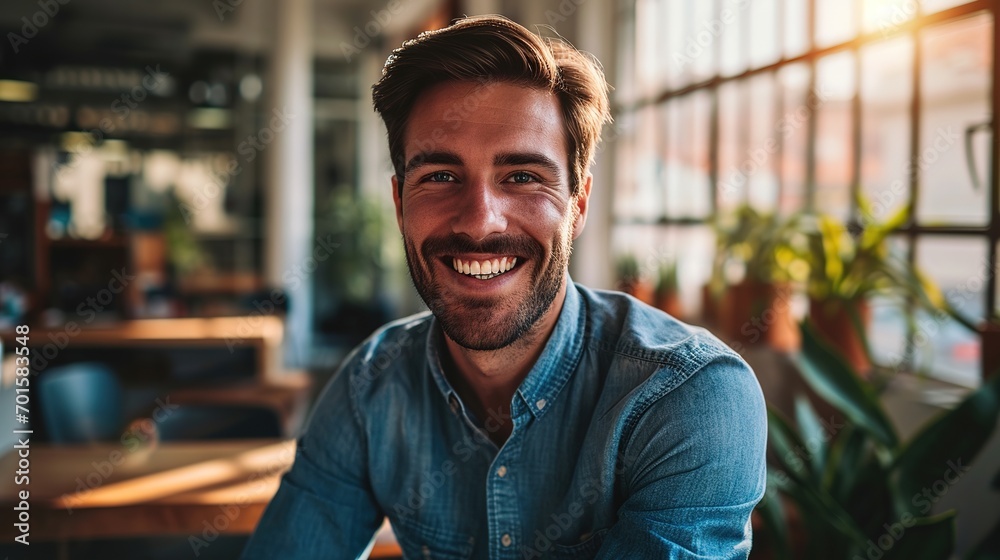 portrait of a smiling businessman in an office portrait of a smiling businessman in an office