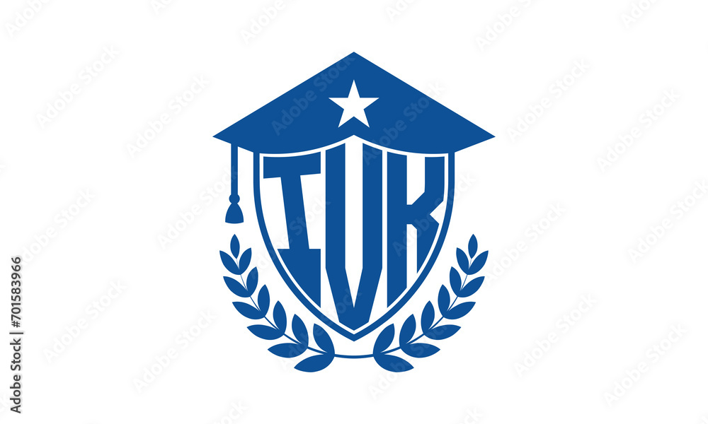 IVK three letter iconic academic logo design vector template. monogram, abstract, school, college, university, graduation cap symbol logo, shield, model, institute, educational, coaching canter, tech IVK three letter iconic academic logo design vector template. monogram, abstract, school, college, university, graduation cap symbol logo, shield, model, institute, educational, coaching canter, tech
