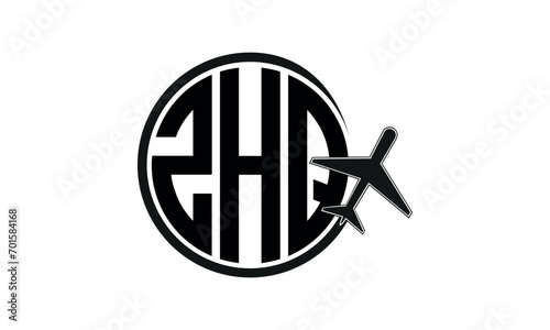 ZHQ three initial letter circle tour & travel agency logo design vector template. hajj Umrah agency, abstract, wordmark, business, monogram, minimalist, brand, company, flat, tourism agency, tourist