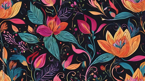  Abstract floral background elements for design. AI generated image. AI generated image