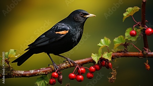 Male blackbird on a branch