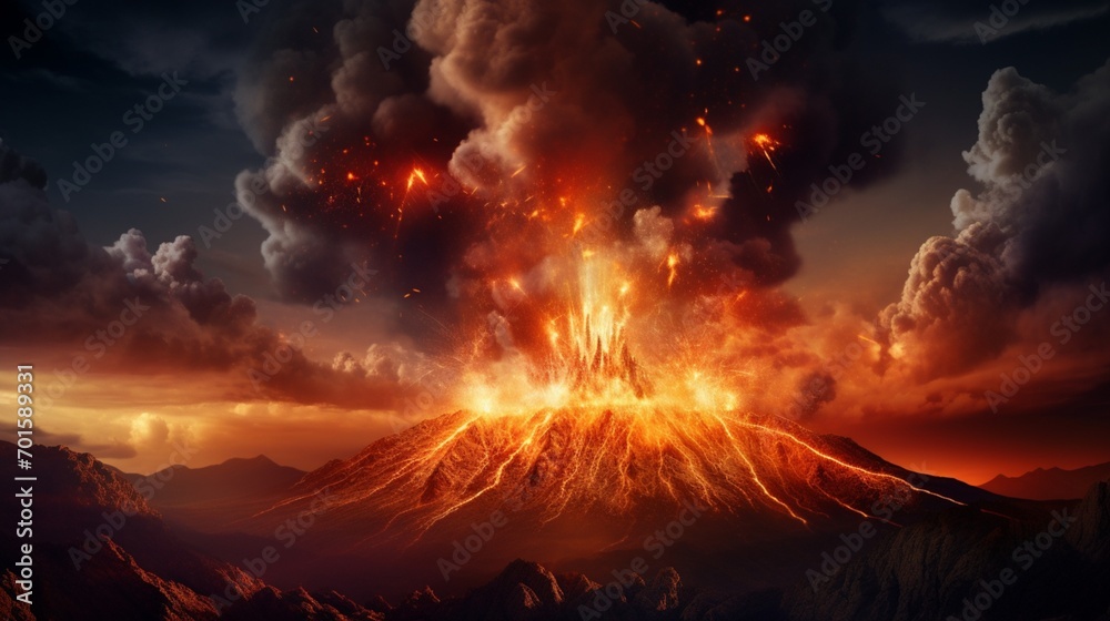 volcano explosion in the sky