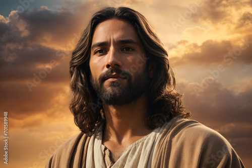 A portrait of Jesus Christ with an amazing background © AungThurein