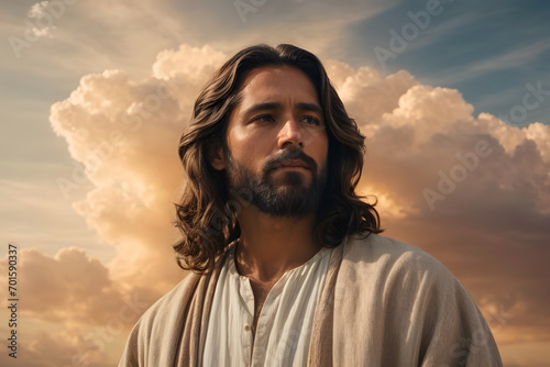 A portrait of Jesus Christ with gloriness