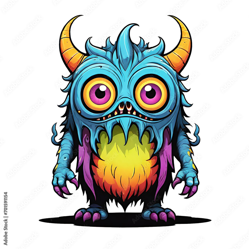 Fototapeta premium Monster cartoon character design illustration on transparent background