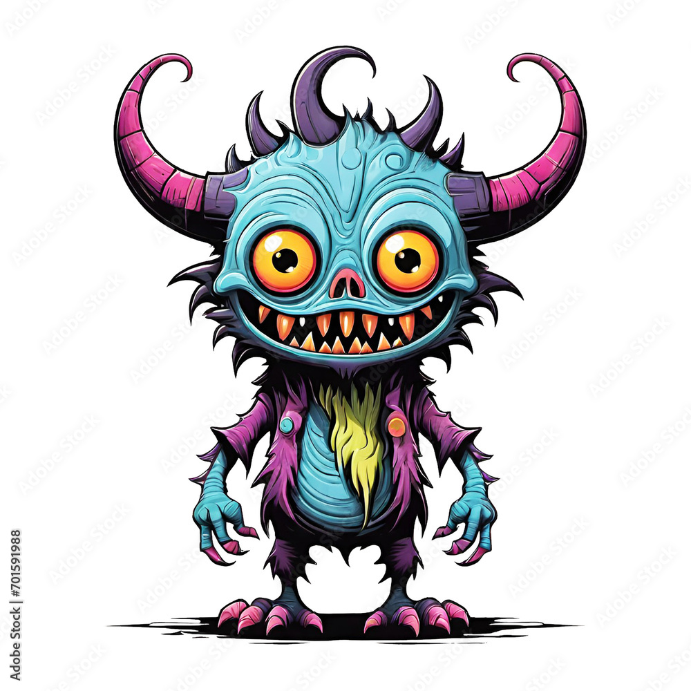 Fototapeta premium Monster cartoon character design illustration on transparent background