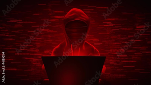 4K Hacker in hoodie fraud and cryptocurrency bitcoin. Cybersecurity data protection social network Data thief, internet fraud, darknet cyber security. Encrypted fast programming security hacking code photo