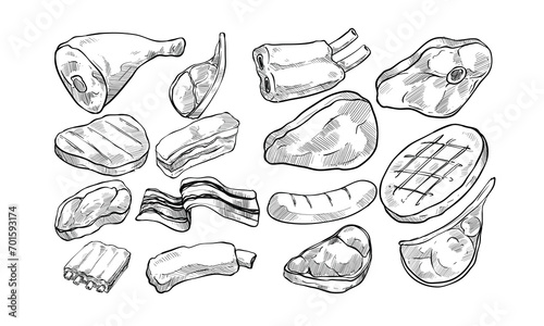meat handdrawn collection