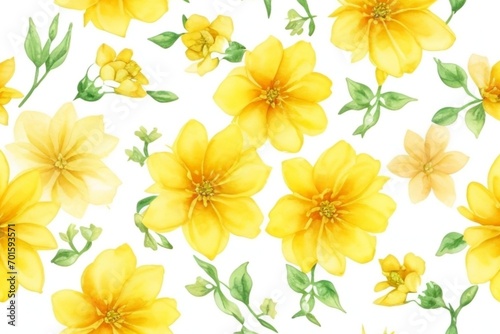 yellow flowers watercolor seamless patterns Generative AI