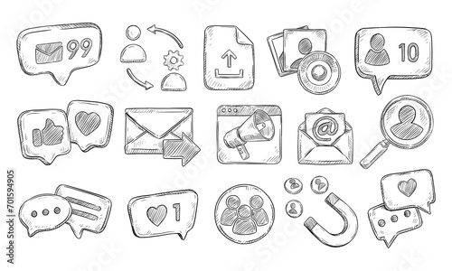 digital social media handdrawn collection