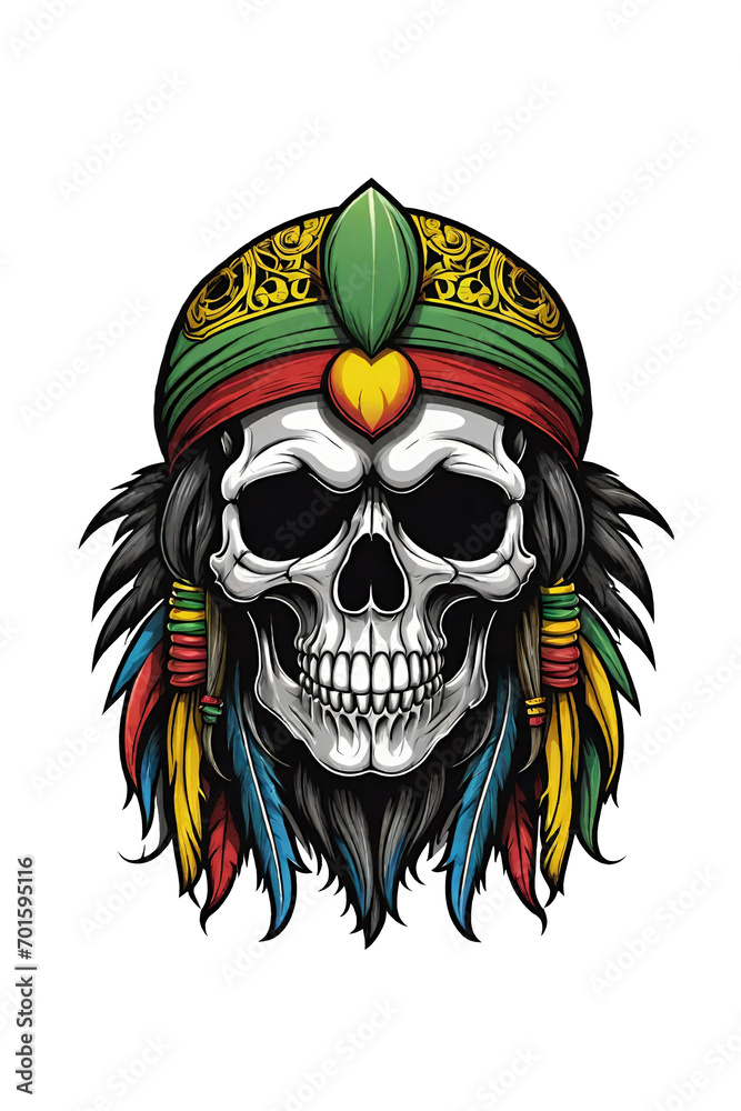 Skull with indian headdressillustration Skull with indian headdressillustration