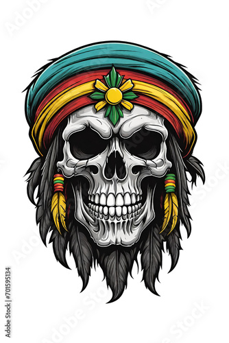 Skull with indian headdressillustration 