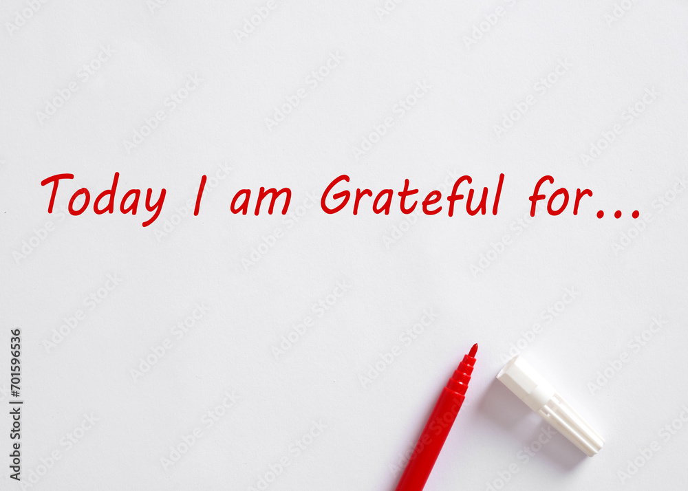 Fototapeta premium I am grateful for message hand written on white background. Expressing the gratitude. Positive thinking or mindset.