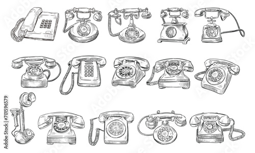 old telephone handdrawn collection