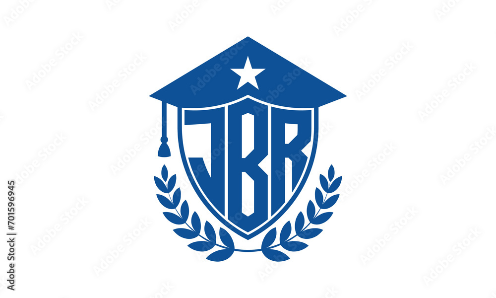 JBR three letter iconic academic logo design vector template. monogram, abstract, school, college, university, graduation cap symbol logo, shield, model, institute, educational, coaching canter, tech JBR three letter iconic academic logo design vector template. monogram, abstract, school, college, university, graduation cap symbol logo, shield, model, institute, educational, coaching canter, tech