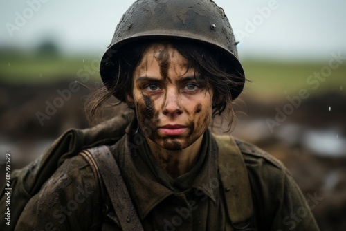 Member of Red Star military history club wears historical German uniform during historical reenactment of WWII in Chernigow, Ukraine