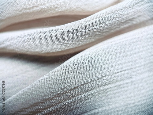 Close up white grey cotton,fabric reflective light isolated