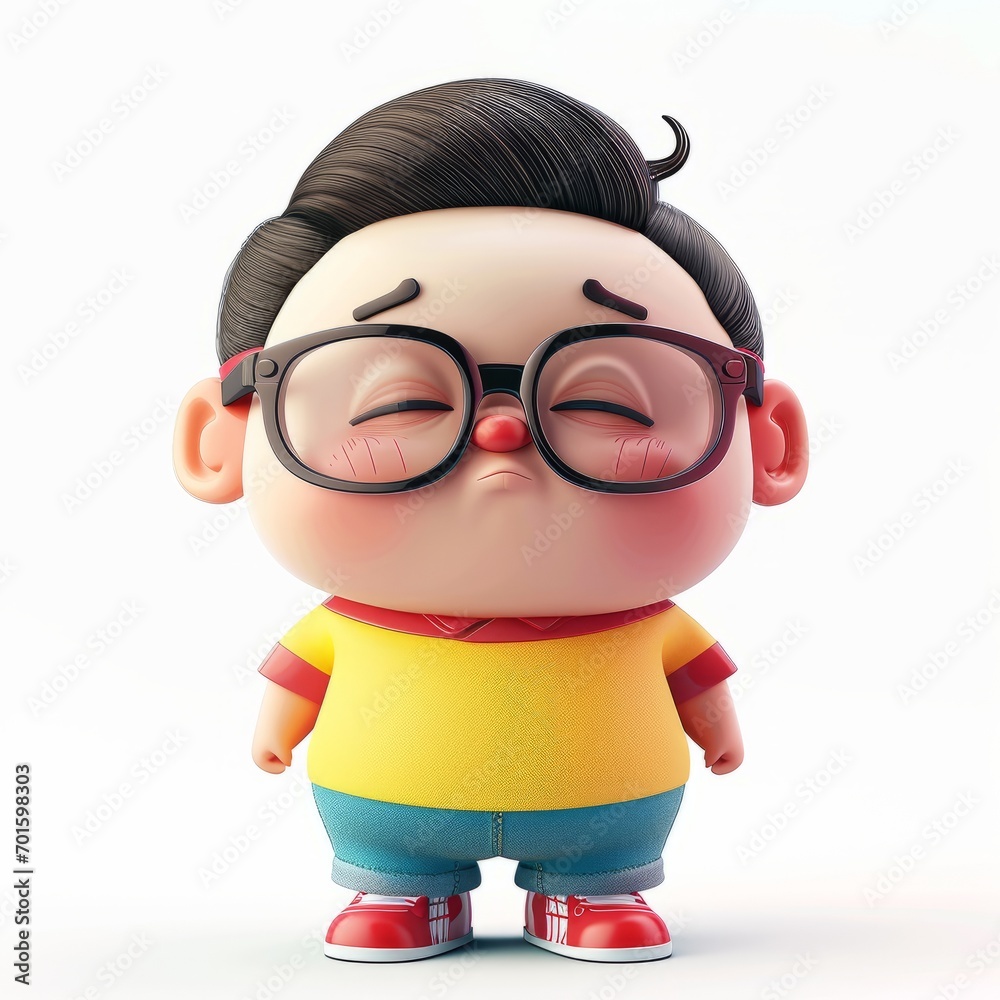 3D Fat Boy on White Background. Cute Kid Facial Expression, Cartoon Character Illustration 3D Fat Boy on White Background. Cute Kid Facial Expression, Cartoon Character Illustration