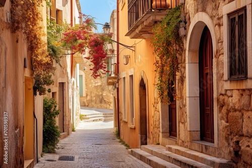 Old street in Rethymno  Crete island  Greece  AI Generated