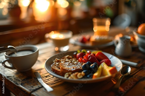 Heathy breakfast background  photo
