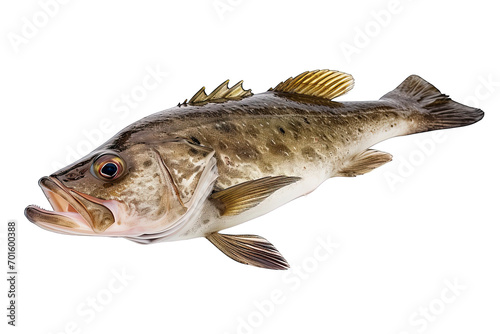 Atlantic cod fresh, Gadus morhua, fish of Greenland isoalted on white background photo
