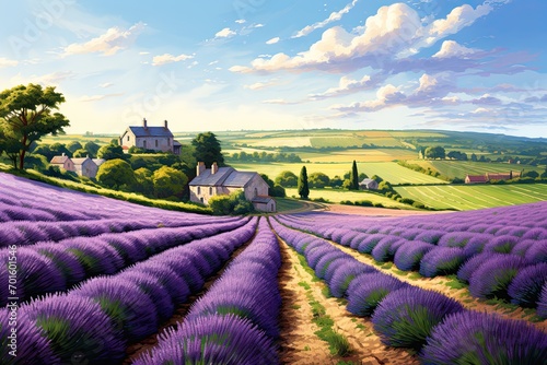 Lavender fields in Provence, France. Rural landscape, AI Generated
