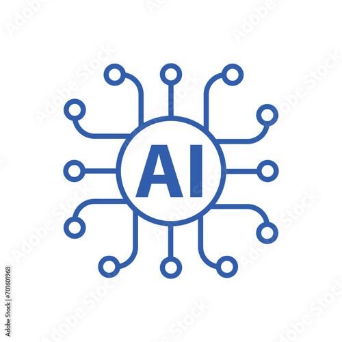 Artificial intelligence AI processor chip vector icon symbol for graphic design, logo, web site, social media. vector