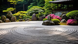 Landscape stone Japane garden containing several angular rocks and smaller stones resembling the cliffs
