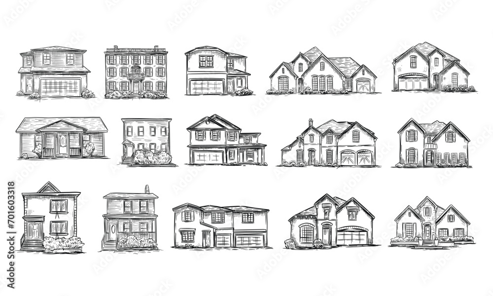 modern american house handdrawn collection