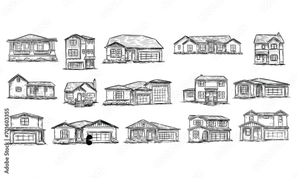 wood house handdrawn collection