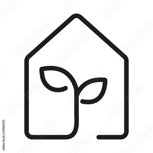 Eco house icon, Eco home icon vector outline style illustration isolated on white background.