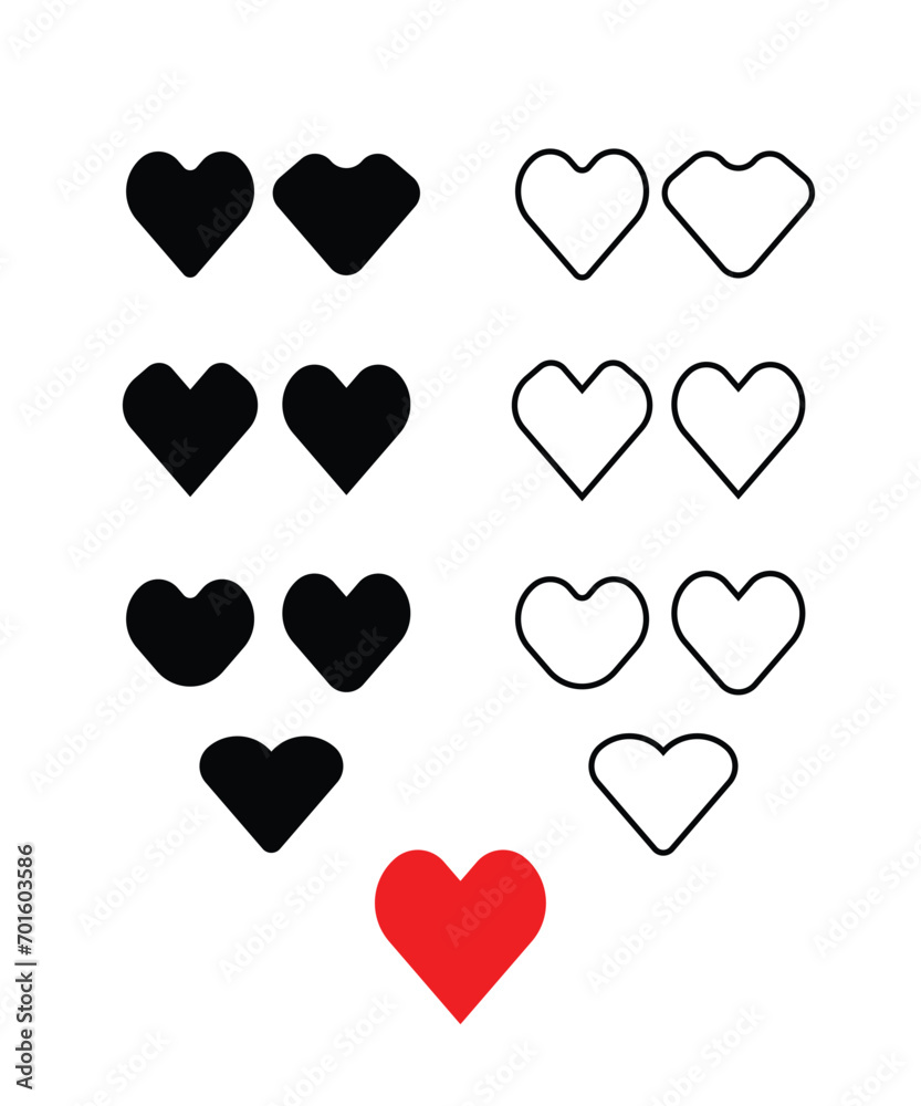 Set of heart shape Heart vector icons. Vector set heart shape. Valentine's Day.