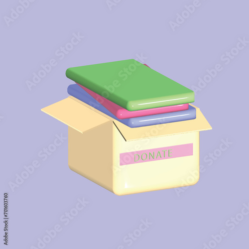 Charity, support and donation concept. Realistic 3d object cartoon style. Vector colorful illustration.