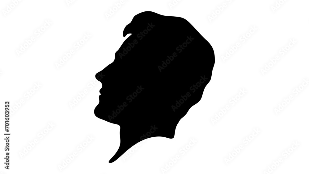 Profile of young handsome confident european man, black isolated silhouette