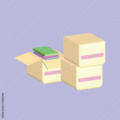 Charity, support and donation concept. Realistic 3d object cartoon style. Vector colorful illustration.