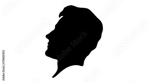 Profile of young handsome confident european man, black isolated silhouette