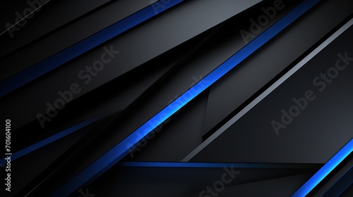 Modern black blue abstract background. Minimal. Color gradient. Dark. Web banner. Geometric shape. 3d effect. Lines stripes triangles. Design. Futuristic. Luxury. Premium. Generative Ai