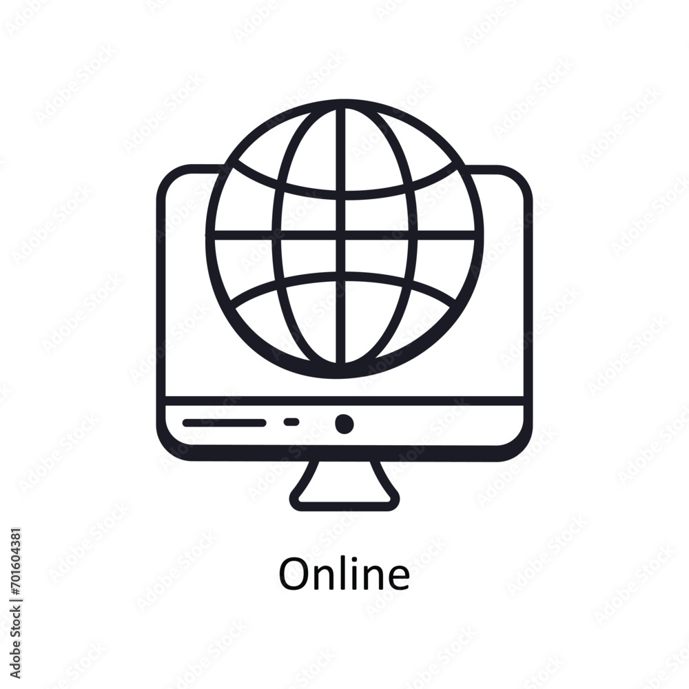 Online vector outline doodle Design illustration. Symbol on White background EPS 10 File Online vector outline doodle Design illustration. Symbol on White background EPS 10 File