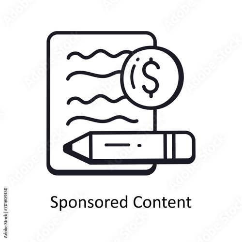Sponsored content vector outline doodle Design illustration. Symbol on White background EPS 10 File 