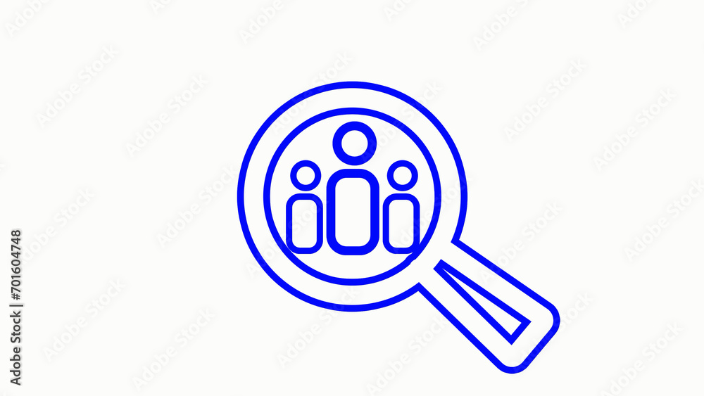 blue color magnifier icon with confirmed act icon. Searching people with result conceptual icon on white background. blue color magnifier icon with confirmed act icon. Searching people with result conceptual icon on white background.