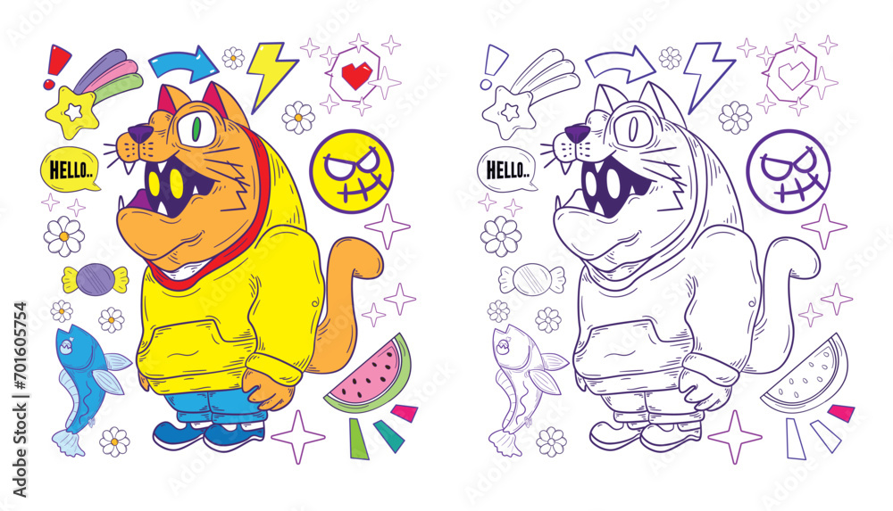 cute animal doodle illustration for book drawing page cute animal doodle illustration for book drawing page