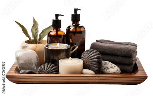 Wooden Bath Caddy Creating a Spa Escape on White or PNG Transparent Background