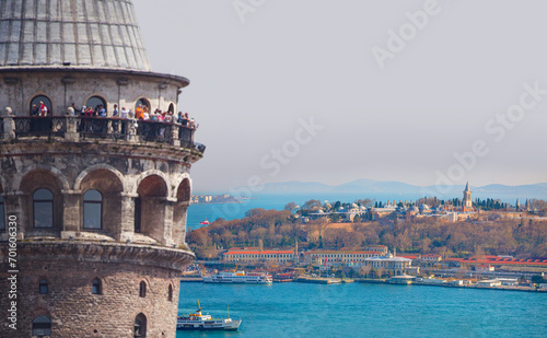 Aerial view of Topkapi Palace with Galata Tower - Istanbul, Turkey