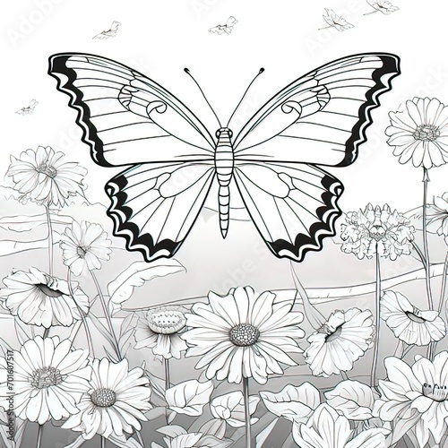 Clean coloring book page of a Butterfly © Thanthara
